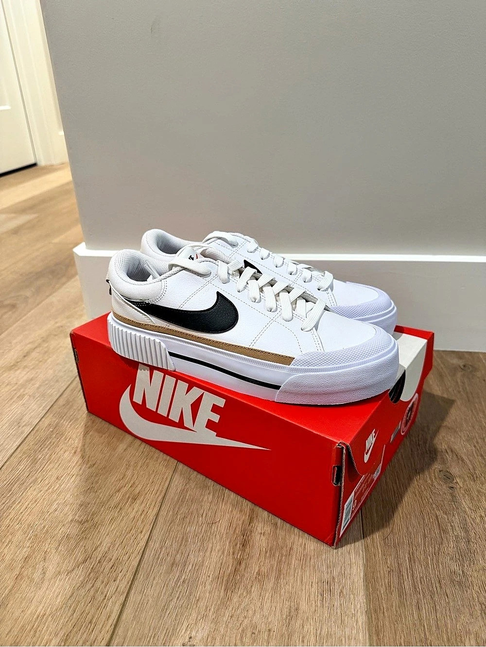 Nike Women’s Court Legacy Lift Platform Sneakers White & Black US 9